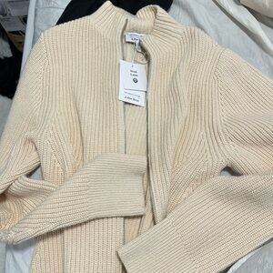 & other stories, wool knit zip cardigan